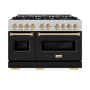 ZLINE Autograph Edition 48-Inch Classic Series Dual Fuel Range in DuraSnow Stainless Steel with Black Matte and Champagne Bronze (CDRSZ-BLM-48-CB)