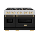 ZLINE Autograph Edition 48-Inch Classic Series Dual Fuel Range in DuraSnow Stainless Steel with Black Matte and Gold (CDRSZ-BLM-48-G)