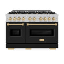 ZLINE Autograph Edition 48-Inch Classic Series Dual Fuel Range in DuraSnow Stainless Steel with Black Matte and Gold (CDRSZ-BLM-48-G)