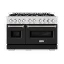 ZLINE 48-Inch Classic Series Gas Range with 8 Gas Burner Cooktop and 6.7 Cu. Ft. Gas Convection Oven in DuraSnow Stainless Steel with Black Matte Doors (CGRS-BLM-48)
