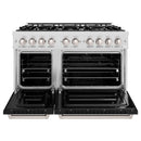 ZLINE 48-Inch Classic Series Gas Range with 8 Gas Burner Cooktop and 6.7 Cu. Ft. Gas Convection Oven in DuraSnow Stainless Steel with Black Matte Doors (CGRS-BLM-48)