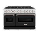 ZLINE 48-Inch Classic Series Gas Range with 8 Gas Burner Cooktop and 6.7 Cu. Ft. Gas Convection Oven in DuraSnow Stainless Steel with Black Matte Doors (CGRS-BLM-48)