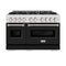 ZLINE 48-Inch Classic Series Gas Range with 8 Gas Burner Cooktop and 6.7 Cu. Ft. Gas Convection Oven in DuraSnow Stainless Steel with Black Matte Doors (CGRS-BLM-48)