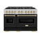 ZLINE Autograph Edition 48-Inch Classic Series Gas Range with 8 Gas Burner Cooktop and 6.7 Cu. Ft. Gas Convection Oven  in DuraSnow Stainless Steel with Black Matte Doors and Champagne Bronze Accents (CGRSZ-BLM-48-CB)