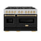 ZLINE Autograph Edition 48-Inch Classic Series Gas Range with 8 Gas Burner Cooktop and 6.7 Cu. Ft. Gas Convection Oven  in DuraSnow Stainless Steel with Black Matte Doors and Polished Gold Accents (CGRSZ-BLM-48-G)