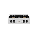 ZLINE Autograph Edition 30-Inch Classic Gas Rangetop with 4 Burner DuoPro™ Cooktop in Satin Stainless Steel and Matte Black Accents (PCRTSZ-30-MB)