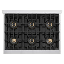 ZLINE Autograph Edition 36-Inch Classic Gas Rangetop with 6 Burner DuoPro™ Cooktop in Satin Stainless Steel and Champagne Bronze Accents (PCRTSZ-36-CB)