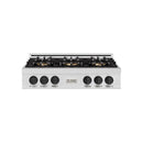 ZLINE Autograph Edition 36-Inch Classic Gas Rangetop with 6 Burner DuoPro™ Cooktop in Satin Stainless Steel and Matte Black Accents (PCRTSZ-36-MB)