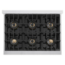 ZLINE Autograph Edition 36-Inch Classic Gas Rangetop with 6 Burner DuoPro™ Cooktop in Satin Stainless Steel and Matte Black Accents (PCRTSZ-36-MB)