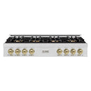 ZLINE Autograph Edition 48-Inch Classic Gas Rangetop with 8 Burner DuoPro™ Cooktop in Satin Stainless Steel and Champagne Bronze Accents (PCRTSZ-48-CB)