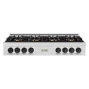 ZLINE Autograph Edition 48-Inch Classic Gas Rangetop with 8 Burner DuoPro™ Cooktop in Satin Stainless Steel and Matte Black Accents (PCRTSZ-48-MB)