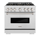 ZLINE 36-Inch 5.2 Cu. Ft. Classic Dual Fuel Range with 6 Burner DuoPro™ Cooktop and Electric Convection Oven in Satin Stainless (PCDRS-36)