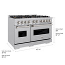 ZLINE 48-Inch 6.7 Cu. Ft. Classic Dual Fuel Range with 8 Burner DuoPro™ Cooktop and Dual Ovens in Satin Stainless Steel (PCDRS-48)