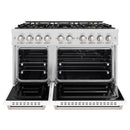 ZLINE 48-Inch 6.7 Cu. Ft. Classic Dual Fuel Range with 8 Burner DuoPro™ Cooktop and Dual Ovens in Satin Stainless and White (PCDRS-WM-48)