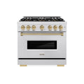 ZLINE Autograph 36-Inch 5.2 Cu. Ft. Classic Dual Fuel Range with 6 Burner DuoPro™ Cooktop and Oven in Satin Stainless and Champagne (PCDRSZ-36-CB)