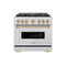 ZLINE Autograph 36-Inch 5.2 Cu. Ft. Classic Dual Range with 6 Burner DuoPro™ Cooktop and Oven in Satin Stainless and Champagne (PCDRSZ-36-CB)