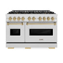 ZLINE Autograph 48-Inch Classic Dual Fuel Range with DuoPro™ Cooktop in Satin Stainless Steel and Champagne Bronze Accents (PCDRSZ-48-CB)