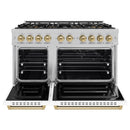 ZLINE Autograph 48-Inch Classic Dual Fuel Range with DuoPro™ Cooktop in Satin Steel with White Doors and Bronze Accents (PCDRSZ-WM-48-CB)