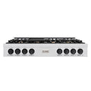 ZLINE Autograph Edition 48-Inch Porcelain Rangetop with 7 Gas Burners in Satin Stainless Steel and Matte Black Accents (RTSZ-48-MB)
