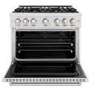 ZLINE 36-Inch 5.2 Cu. Ft. Classic Gas Range with 6 Burner DuoPro™ Cooktop and Convection Gas Oven in Satin Stainless Steel (PCGRS-36)