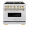 ZLINE Autograph 36-Inch Classic Gas Range with DuoPro™ Cooktop and Convection Oven in Satin Steel and Bronze Accents (PCGRSZ-36-CB)
