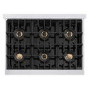 ZLINE Autograph 36-Inch Classic Gas Range with DuoPro™ Cooktop and Convection Oven in Satin Steel and Bronze Accents (PCGRSZ-36-CB)
