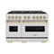 ZLINE Autograph Edition 48-Inch Classic Gas Range with DuoPro™ Cooktop and Dual Ovens in Satin Steel and Bronze Accents (PCGRSZ-48-CB)