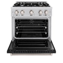 ZLINE 30-Inch Classic Series Dual Fuel Range with 4 Gas Burner Cooktop and 4.2 Cu. Ft. Electric Convection Oven in Stainless Steel with Black Matte Door (CDR-BLM-30)