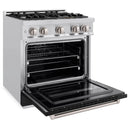 ZLINE 30-Inch Classic Series Dual Fuel Range with 4 Gas Burner Cooktop and 4.2 Cu. Ft. Electric Convection Oven in Stainless Steel with Black Matte Door (CDR-BLM-30)