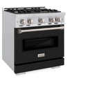 ZLINE 30-Inch Classic Series Dual Fuel Range with 4 Gas Burner Cooktop and 4.2 Cu. Ft. Electric Convection Oven in Stainless Steel with Black Matte Door (CDR-BLM-30)