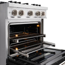 ZLINE 30-Inch Classic Series Dual Fuel Range with 4 Gas Burner Cooktop and 4.2 Cu. Ft. Electric Convection Oven in Stainless Steel with Black Matte Door (CDR-BLM-30)