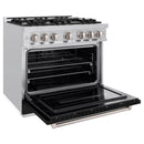ZLINE 36-Inch Classic Series Dual Fuel Range with 6 Gas Burner Cooktop and 5.2 Cu. Ft. Electric Convection Oven in Stainless Steel with Black Matte Door (CDR-BLM-36)