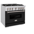 ZLINE 36-Inch Classic Series Dual Fuel Range with 6 Gas Burner Cooktop and 5.2 Cu. Ft. Electric Convection Oven in Stainless Steel with Black Matte Door (CDR-BLM-36)