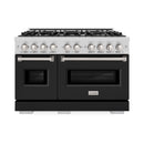 ZLINE 48-Inch Classic Series Dual Fuel Range with 8 Burner Gas Cooktop and 6.7 Cu. Ft. Electric Convection Oven in Stainless Steel with Black Matte Doors (CDR-BLM-48)