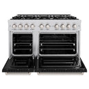 ZLINE 48-Inch Classic Series Dual Fuel Range with 8 Burner Gas Cooktop and 6.7 Cu. Ft. Electric Convection Oven in Stainless Steel with Black Matte Doors (CDR-BLM-48)