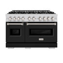 ZLINE 48-Inch Classic Series Dual Fuel Range with 8 Burner Gas Cooktop and 6.7 Cu. Ft. Electric Convection Oven in Stainless Steel with Black Matte Doors (CDR-BLM-48)