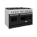 ZLINE 48-Inch Classic Series Dual Fuel Range with 8 Burner Gas Cooktop and 6.7 Cu. Ft. Electric Convection Oven in Stainless Steel with Black Matte Doors (CDR-BLM-48)