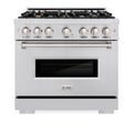 ZLINE 36-Inch Classic Series Dual Fuel Range with 6 Gas Burner Cooktop and 5.2 Cu. Ft. Electric Convection Oven in Stainless Steel with Brass Burners (CDR-BR-36)