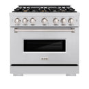 ZLINE 36-Inch Classic Series Dual Fuel Range with 6 Gas Burner Cooktop and 5.2 Cu. Ft. Electric Convection Oven in Stainless Steel with Brass Burners (CDR-BR-36)