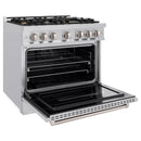 ZLINE 36-Inch Classic Series Dual Fuel Range with 6 Gas Burner Cooktop and 5.2 Cu. Ft. Electric Convection Oven in Stainless Steel with Brass Burners (CDR-BR-36)