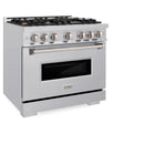 ZLINE 36-Inch Classic Series Dual Fuel Range with 6 Gas Burner Cooktop and 5.2 Cu. Ft. Electric Convection Oven in Stainless Steel with Brass Burners (CDR-BR-36)