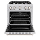ZLINE 5-Piece Appliance Package - 30-Inch Dual Fuel Range, Hood, Refrigerator, Dishwasher, and Microwave Drawer in Stainless Steel