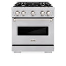 ZLINE 4-Piece Appliance Package - 30-Inch Dual Fuel Range, Hood, Refrigerator with Water Dispenser, and Dishwasher in Stainless Steel