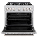 ZLINE 5-Piece Appliance Package - 36-Inch Dual Fuel Range, Hood, Refrigerator with Water Dispenser, Dishwasher, and Microwave Drawer in Stainless Steel
