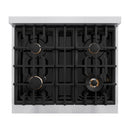 ZLINE 3-Piece Appliance Package - 30-Inch Dual Fuel Range, Refrigerator, and Dishwasher in Stainless Steel with Champagne Bronze Accents