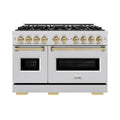 ZLINE Autograph Edition 48-Inch Classic Series Dual Fuel Range with 8  Gas Burner Cooktop and 6.7 Cu. Ft. Electric Convection Oven in Stainless Steel and Champagne Bronze Accents (CDRZ-48-CB)