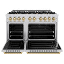 ZLINE 3-Piece Appliance Package - 48-Inch Dual Fuel Range, Refrigerator with Water Dispenser, and Dishwasher in Stainless Steel with Champagne Bronze Accents