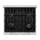 ZLINE Autograph Edition 30-Inch Classic Series Dual Fuel Range with 4 Gas Burner Cooktop and 4.2 Cu. Ft. Electric Convection Oven in Stainless Steel with White Matte Door and Polished Gold Accents (CDRZ-WM-30-G)
