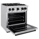 ZLINE 3-Piece Appliance Package - 30-Inch Dual Fuel Range, Refrigerator with Water Dispenser, and Dishwasher in Stainless Steel with Matte Black Accents