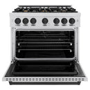 ZLINE 3-Piece Appliance Package - 36-Inch Dual Fuel Range, Refrigerator with Water Dispenser, and Dishwasher in Stainless Steel with Matte Black Accents
